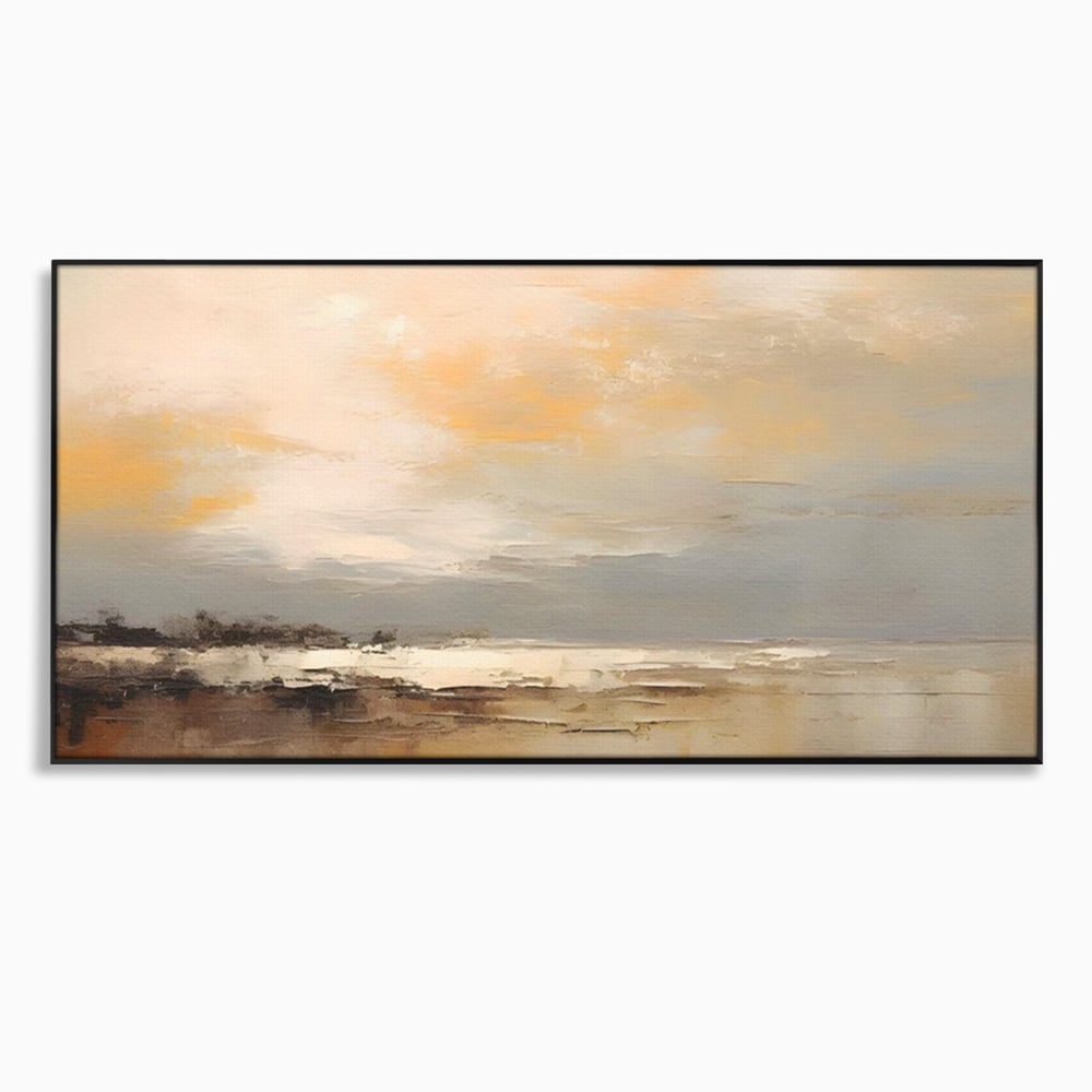Tablou canvas cu tablou canvas cu peisaj maritim abstract, in rama de aluminiu negru